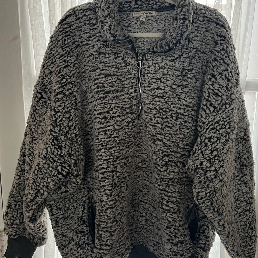Express Black and Gray Zip-Up Sweater
